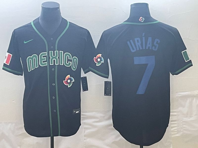 Men 2023 World Cub Mexico #7 Urias Black Nike MLB Jersey7